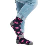 1 paires de chaussettes enfant coton Moustard, chaussettes imprimé éléphant, chaussettes bambin 20S-ELEP noir/rose/gris