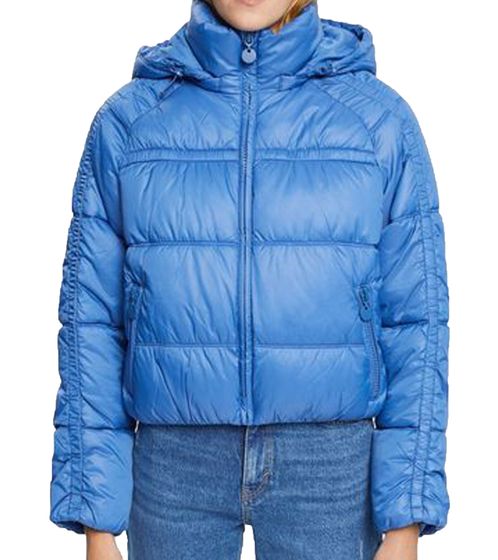 Veste matelassée légère pour femme edc by ESPRIT coupe courte avec capuche 41632114 Bleu