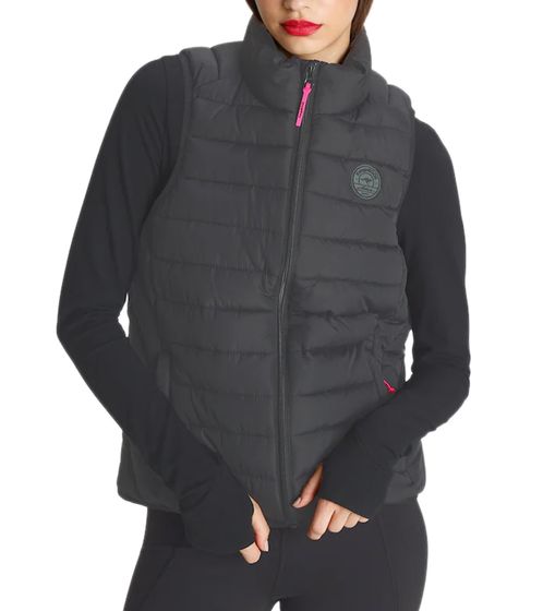 KangaROOS Gilet trapuntato sostenibile da donna Gilet di transizione Giacca primaverile 19112552 Nero/Rosa