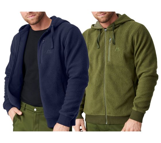 DANISH ENDURANCE Herren Übergangs-Jacke kuschelige Fleece-Jacke mit Kapuze nachhaltige Oeko-Tex zertifizierte Jacke 155000 Navy oder Grün