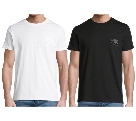 T-shirt homme Steffen Klein en coton avec imprimé plastique, col rond, blanc ou noir