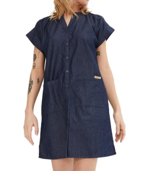 Women's Denim Dress with Pockets, Spring Dress, Denim Dress, Short-Sleeved Dress, 931932 Blue