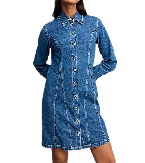 Women's Denim Dress with Kent Collar, Sustainable Spring Dress, Denim Dress, Shirt Dress, Mini Dress, 922300 Blue