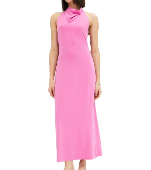 Long women's summer dress, halter neck dress with extravagant back, maxi dress 905374 Pink