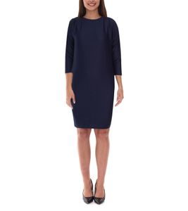 Damen Sommer-Kleid Jersey-Kleid in Ripp-Strick-Struktur mit 3/4 Arm 962523 Dunkelblau
