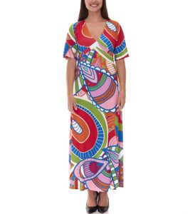 farbenfrohes Damen Sommer-Kleid Jersey-Kleid im Allover-Druck Design 933255 Bunt