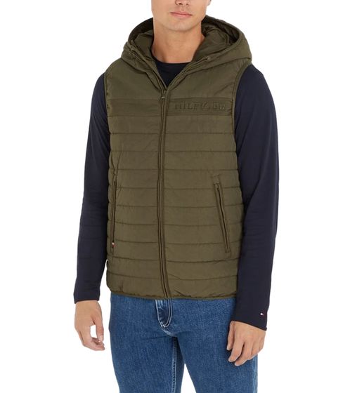 Gilet matelassé à capuche pour homme Tommy Hilfiger avec broderie 13362038 Kaki