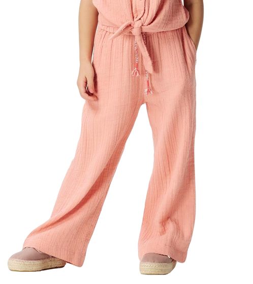 noppies Evadale Children's Linen Pants: Sustainable Casual Pants for Girls Made of Cotton, Lightweight Summer Pants with Drawstring 4521112 N026 Salmon/Pink