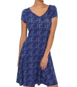 Damen Sommer-Kleid mit batikartigem Allover-Print Mini-Kleid Freizeit-Kleid Urlaubs-Kleid 956638 Blau