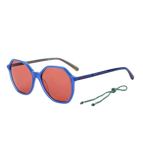 MISSONI Women's Sunglasses in a Geometric Shape, Lightweight Octagonal Frame, Modern Plastic Glasses with Hard Case, PJP Blue/Red