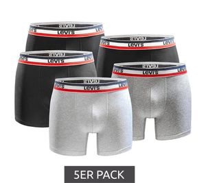 Pack de 5 calzoncillos tipo bóxer LEVI`S para hombre, de algodón, con detalles de colores en la cinturilla, 701224335 Negro/Gris