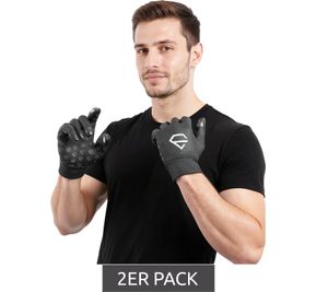 Lot de 2 gants de cyclisme homme EGREGIE avec doublure polaire, gants de course avec fonction tactile smartphone, gants de sport, noir Lot de 2 gants de cyclisme homme EGREGIE avec doublure polaire, gants de course avec fonction tactile smartphone, gants de sport, noir