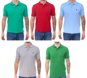 U.S. POLO ASSN. Herren Polo-Shirt Basic-Shirt Baumwoll-Shirt Kurzarm-Shirt in verschiedenen Modellen Grün, Hellblau, Rot oder Grau