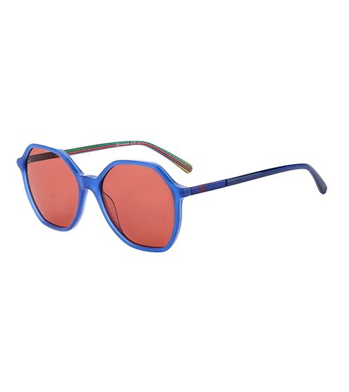 MISSONI Damen Sonnen-Brille in geometrischer Form leichte Oktagon Brille moderne Kunststoff-Brille mit Hartschalen- Etui 8CQ Blau/Rot