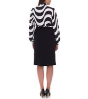 Elegante abito midi da donna, abito da lavoro con fiocco, abito estivo, abito a maniche lunghe 940989 nero/bianco