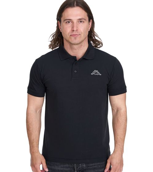 Kappa Men's Cotton Polo Shirt with Small Embroidery, Short-Sleeved Pique Knit Polo Shirt, 303173NC A03 Black