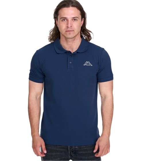 Kappa Men's Cotton Polo Shirt with Small Embroidery, Short-Sleeved Pique Knit Polo Shirt, 303173NC A05 Dark Blue