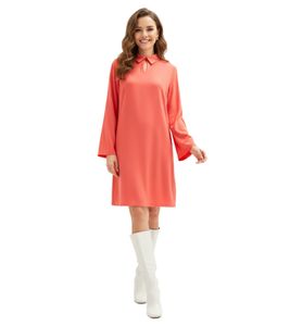 Robe courte d'été durable pour femme, robe en jersey avec col chemise et manches évasées 928818