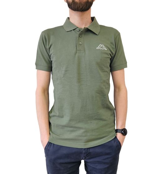 Kappa Herren Baumwoll-Polo mit kleiner Stickerei Polo-Shirt Kurzarm-Shirt Pique-Strick 303173NC A02 Grün