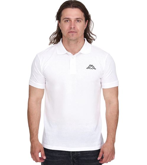 Kappa Men's Cotton Polo Shirt with Small Embroidery, Short-Sleeved Pique Knit Shirt, 303173NC A04 White