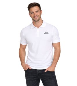 Kappa Herren Baumwoll-Polo mit kleiner Stickerei Polo-Shirt Kurzarm-Shirt Pique-Strick 303173NC A04 Weiß