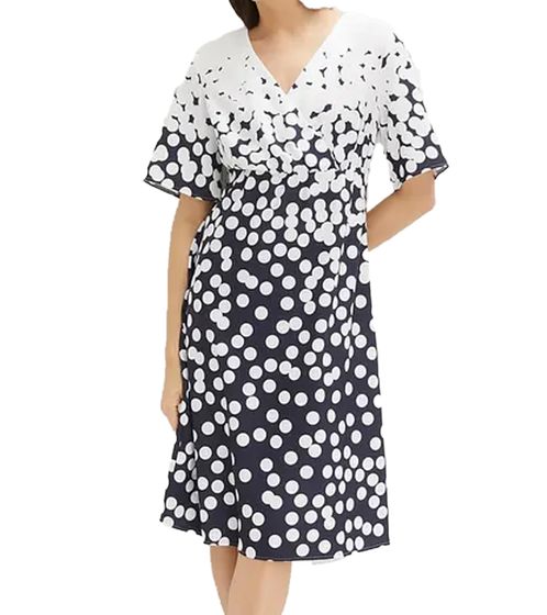 Damen Sommer-Kleid mit Allover Polka-Dots leicht ausgestelltes Mini-Kleid 942863 Weiß/Blau