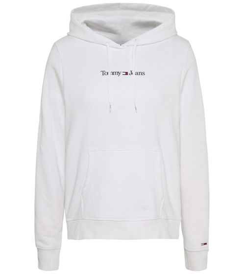 TOMMY JEANS Serif Maglione con cappuccio da donna a maniche lunghe in cotone DW0DW15649 YBR Bianco