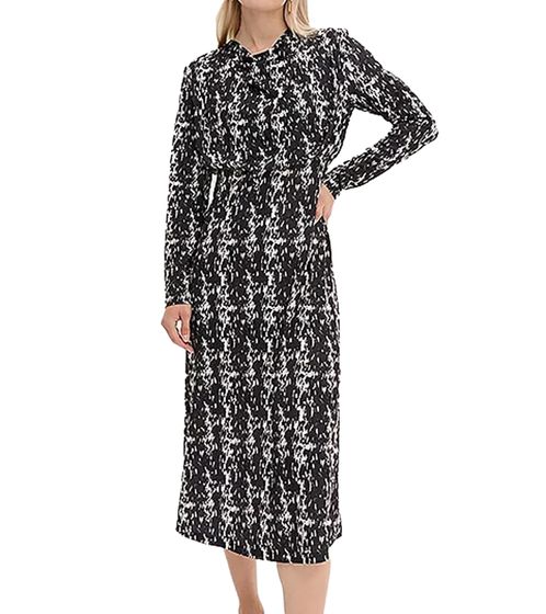 Sustainable Women's Midi Dress, Summer Dress with Cowl Neck, Casual Dress 955565 Black/Beige