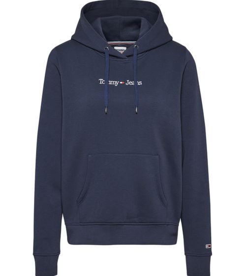 TOMMY JEANS Serif Damen Kapuzen-Pullover Langarm-Shirt Baumwoll-Hoody Sweat-Pullover DW0DW15649 C87 Dunkelblau