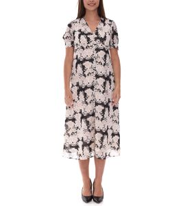 florales Damen Sommer-Kleid nachhaltiges Midi-Kleid aus recyceltem Material knielanges leichtes Chiffon-Kleid mit Knopfleiste 963798 Weiß/Rosa/Schwarz florales Damen Sommer-Kleid nachhaltiges Midi-Kleid aus recyceltem Material knielanges leichtes Chiffon-Kleid mit Knopfleiste 963798 Weiß/Rosa/Schwarz