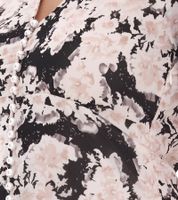 Floral Women's Summer Dress, Sustainable Midi Dress Made from Recycled Material, Knee-Length Lightweight Chiffon Dress with Button Placket 963798 White/Pink/Black