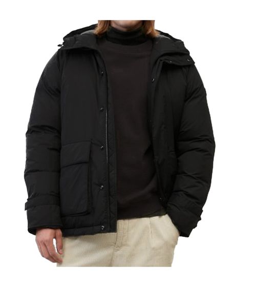 Marc O´Polo Herren Winter-Jacke mit verstellbarer Kapuze lässige Alltags-Jacke mit Reißverschluss 66069267 Schwarz 