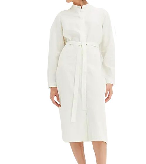 Robe en lin pour femme avec patte de boutonnage, robe d'été légère avec lien, robe de loisirs moderne 938795 Ivoire