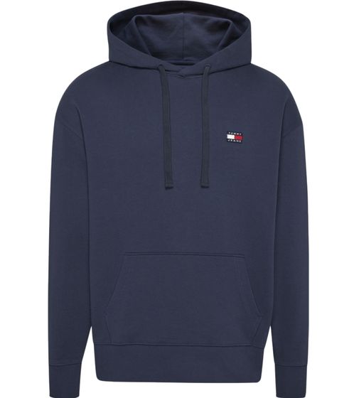 Sweat à capuche et manches longues pour homme TOMMY JEANS Badge, en coton, DM0DM16369 C87, bleu foncé