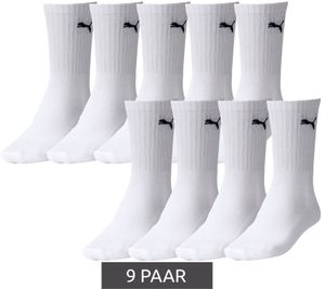 9 Paar PUMA schlichte Sport-Socken Baumwoll-Socken Tennis-Socken lange Strümpfe 7308 300 Weiß