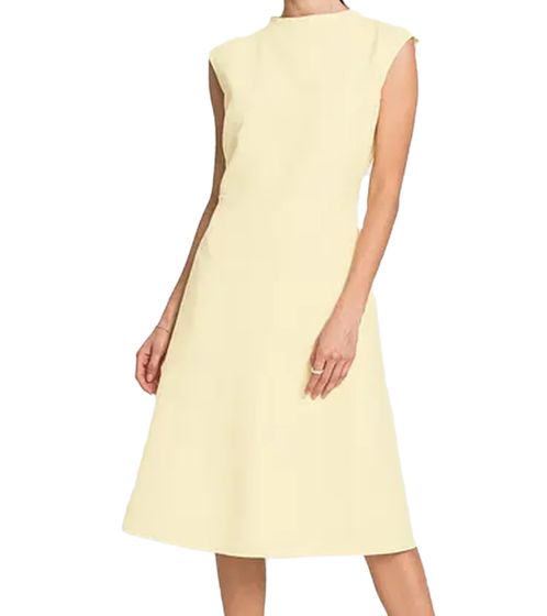 Women's Summer Dress, Flared Business Dress, Bell-Shaped Midi Dress 915622 Yellow