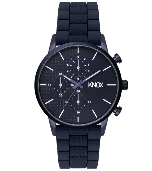 Reloj de pulsera analógico de cuarzo para hombre KNOX con correa de silicona de 41 mm KNOX01 Azul marino