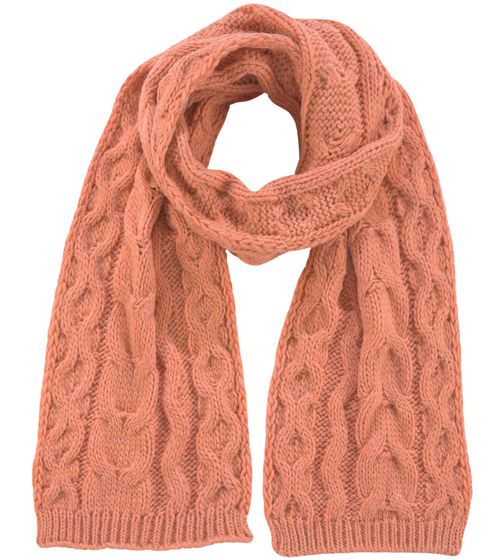 J.Jayz Women's Knitted Scarf with Alpaca Wool, Colorful Winter Scarf, Soft Autumn Scarf with Cable Knit Pattern, 34749953 Salmon