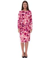 enganliegendes Damen Midi-Kleid Sommer-Kleid mit Blütendruck und seitlichen Raffungen 928586 Rosa
