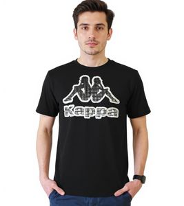 Kappa Herren Baumwoll-Shirt mit großem Logo Rundhals-Shirt Kurzarm-Shirt T-Shirt Oeko-Tex 100 zertifiziert 7085/8191-001 Schwarz Kappa Herren Baumwoll-Shirt mit großem Logo Rundhals-Shirt Kurzarm-Shirt T-Shirt Oeko-Tex 100 zertifiziert 7085/8191-001 Schwarz