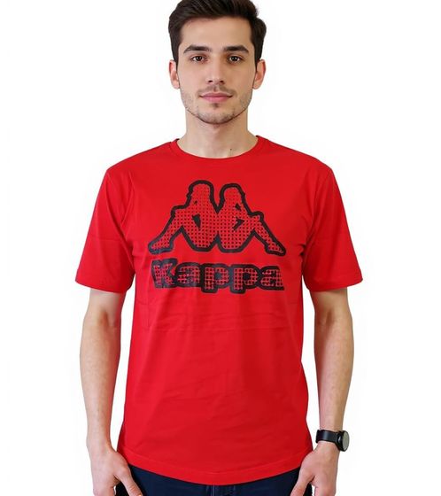Kappa Men's Cotton T-Shirt with Large Logo, Crew Neck, Short Sleeve, Oeko-Tex 100 Certified, 7085/8191-002 Red