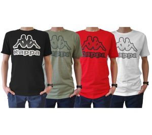 Kappa Maglietta da uomo in cotone con grande logo Girocollo Maglietta a maniche corte T-shirt certificata Oeko-Tex 100 7085/8191 Nero, Verde, Bianco o Rosso