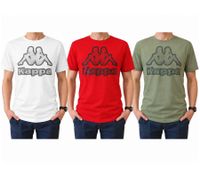 Kappa Maglietta da uomo in cotone con grande logo Girocollo Maglietta a maniche corte T-shirt certificata Oeko-Tex 100 7085/8191 Rosso, Verde o Bianco 