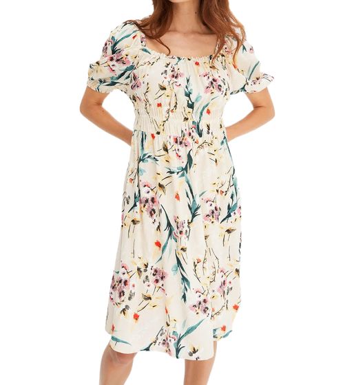 Robe d'été légère pour femme, mini-robe à imprimé floral intégral, 925255, blanc crème