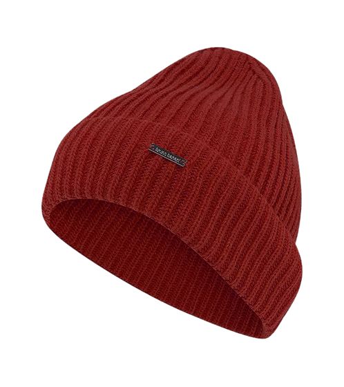 bruno banani Beanie schlichte Baumwoll-Mütze Strick-Beanie 75094958 Rot-Orange