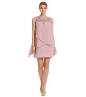 nachhaltiges Damen Sommer-Kleid mit Spitzendetails und Pailletten Mini-Kleid Chiffon-Kleid Business-Kleid 965847 Rosa