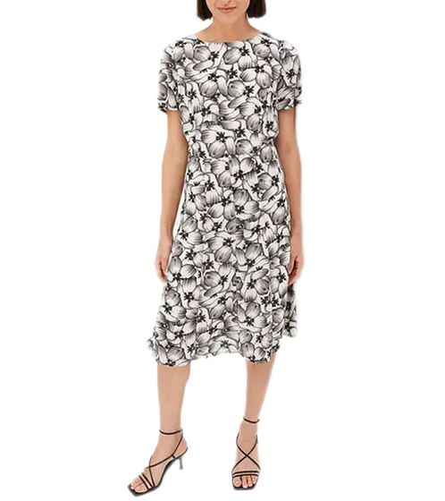 Vestido midi de mujer sostenible con estampado floral, vestido de verano con mangas cortas, vestido de primavera 979301 blanco/negro