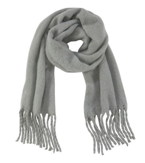 Laura Scott Spring Scarf with Fringes, Soft Long Woven Scarf, Simple Winter Scarf, 89840729 Gray