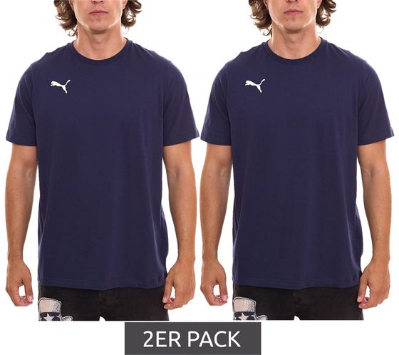 Confezione da 2 magliette casual da uomo in cotone Puma TeamGOAL 23 con ricamo del logo, T-shirt semplici 656578 06 Navy