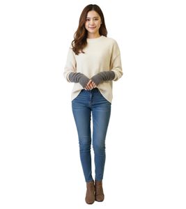 J.Jayz Manchettes tricotées pour femmes avec teneur en laine d'alpaga, manchettes d'hiver légères, gants chauffants 98210869 Marron/Gris